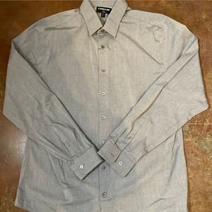Express 1MX Classic Grey Long Sleeve Dress Shirt Size Large